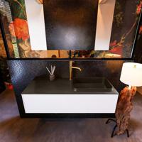 Badkamermeubelset Mondiaz Erin 120 cm met 1 Lade met RIDGE Wastafel Rechts Urban met 1 kraangat Greeploos Mat Talc - thumbnail