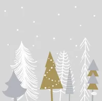Duni dunilin servet winter trees 40x40cm zilver 12 stuks - thumbnail