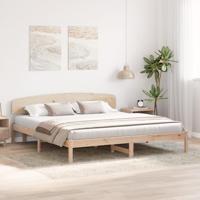 Bedframe met hoofdeinde Bruin 200 x 200 cm Massief grenenhout - thumbnail