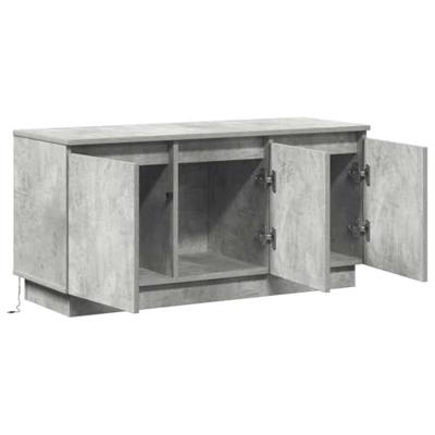 TV-meubel met LED Betongrijs 100 x 38 x 49 cm Bewerkt hout