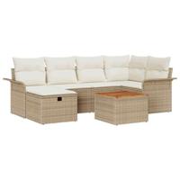 Tuinbankenset met kussen met opslag 7 pcs Beige Poly riet - thumbnail