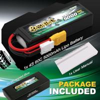 GensAce Bashing Car Lipo 60c 14,8 volt 5000mah met XT90 Stekker - thumbnail