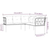 Loungeset met kussens staal en textileen zwart - thumbnail