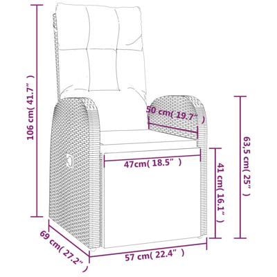 7-delige Tuinset met kussens poly rattan zwart - thumbnail