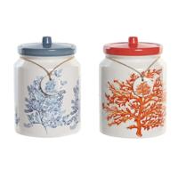 Tin DKD Home Decor Blauw Koraal Fuchsia Wit Dolomite (2 Stuks) (15 x 15 x 22 cm) - thumbnail