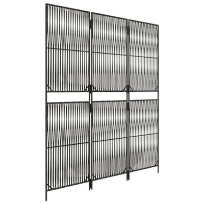 Kamerscherm 3 panelen poly rattan grijs