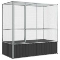 vidaXL Volière 210,5x107x212 m staal zilverkleurig, vogelvolière, papegaaienkooi, grote papegaaienkooi, parkietenkooi, grote vogelkooi, buitenvolière - thumbnail