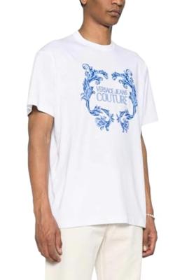 Versace Jeans Couture Logo Baroque T-Shirt Heren Wit - Maat S - Kleur: Zwart | Soccerfanshop