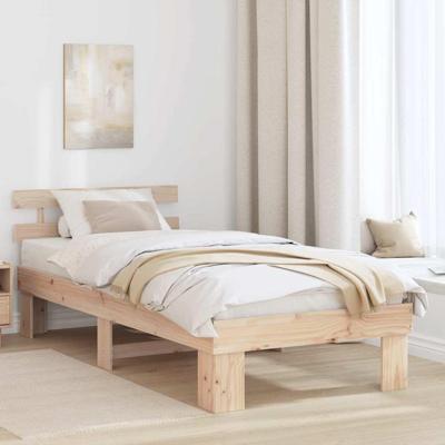 Bedframe met hoofdeinde Bruin 90 x 190 cm Massief grenenhout