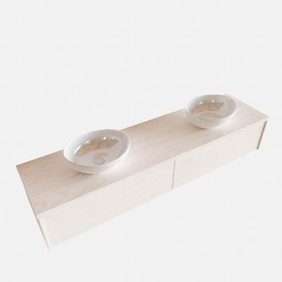 Badkamermeubel BWS Madrid Wit 180 cm met Topblad en Keramische Waskom Dubbel (2 lades, 0 kraangaten)