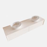 Badkamermeubel BWS Madrid Wit 180 cm met Topblad en Keramische Waskom Dubbel (2 lades, 0 kraangaten) - thumbnail