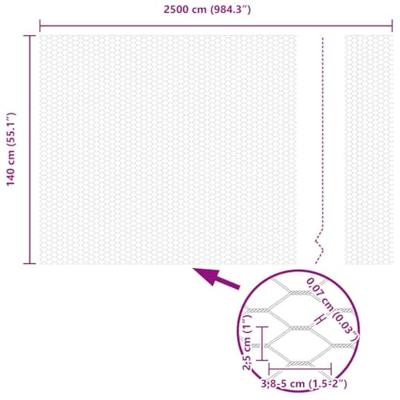 VidaXL Hexagon hek grijs 1,4 x 25 m pvc