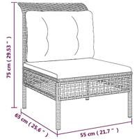 5-delige Loungeset met kussens poly rattan grijs - thumbnail