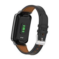 Classic leren bandje met case - Zwart - Xiaomi Smart band 7 Pro - thumbnail