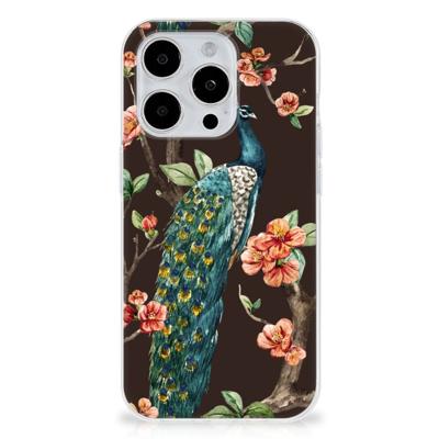 iPhone 15 Pro | TPU Hoesje | Pauw met Bloemen iPhone 15 Pro | TPU Hoesje | Pauw met Bloemen