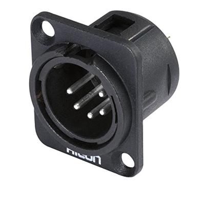 Hicon HI-X5DM-M XLR-connector Flensstekker, contacten recht Aantal polen: 5 Zwart 1 stuk(s)