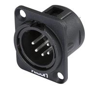 Hicon HI-X5DM-M XLR-connector Flensstekker, contacten recht Aantal polen: 5 Zwart 1 stuk(s) - thumbnail