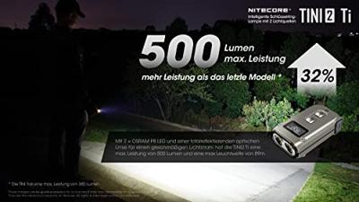 NiteCore TINI 2 Titanium Zaklamp werkt op een accu LED 500 lm 22 g NiteCore TINI 2 Titanium Zaklamp werkt op een accu LED 500 lm 22 g