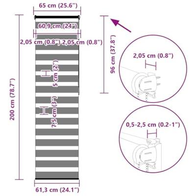 Zebra rolgordijn 65x200 cm stofbreedte 60,9 cm polyester bruin