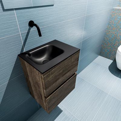 MONDIAZ ADA 40cm toiletmeubel dark brown. LEX wastafel urban links zonder kraangat