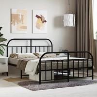 Bedframe met hoofd- en voeteneinde metaal zwart 140x200 cm - thumbnail