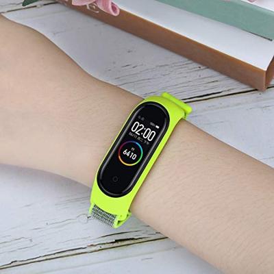 By Qubix - Nylon Geweven Bandje Compatible met Xiaomi Mi Band 3/4 / 5/6 / 7 - Groen - Compatible Xiaomi bandje