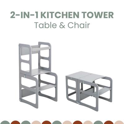 2-in-1 transformeerbare keukentoren - tafel- en stoelenset 2-in-1 transformeerbare keukentoren - tafel- en stoelenset