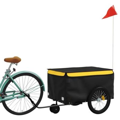 VidaXL Fietstrailer 30 kg ijzer zwart en geel - thumbnail