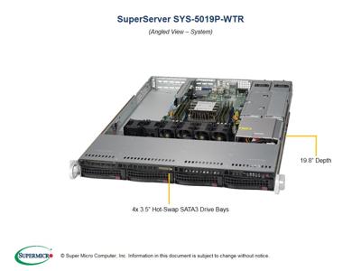 Supermicro SuperServer 5019P-WTR Intel C622 LGA 3647 Rack (1U) zwart – Server Barebone (Intel C622, LGA 3647, Intel, Intel® DDR4-768 GB)