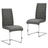 Vidaxl Eetkamerstoelen 2 St Kunstleer Grijs - thumbnail