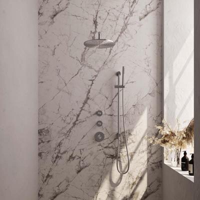 Brauer Brushed Carving Thermostatische Regendoucheset Inbouw - Hoofddouche 30 cm - Gebogen Wandarm - Handdouche Staaf - Doucheslang - Geintegreerde Glijstang - Rvs