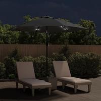 Tuinparasol met LED-verlichting en stalen paal 300 cm antraciet - thumbnail