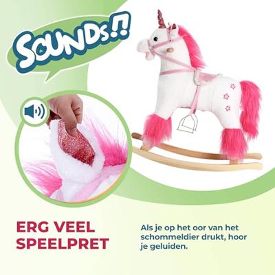 Hobbel Eenhoorn, schommelpaard met stijgbeugels, zadel en geluidsfunctie - thumbnail