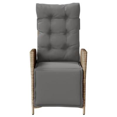 Tuinstoelen 2 st verstelbaar voetensteun poly rattan beige mix - thumbnail