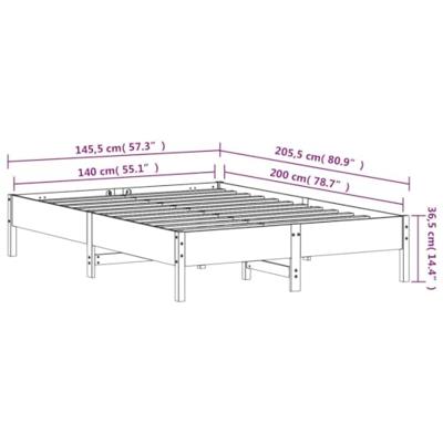 Bedframe zonder matras massief grenenhout wit 140x200 cm