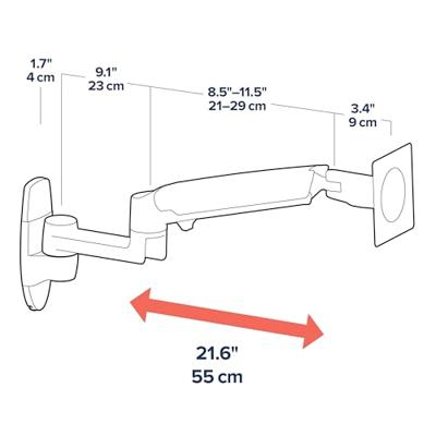 Ergotron LX Series LX Wall Monitor Arm flat panel bureau steun 86,4 cm (34") Muur Wit