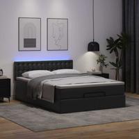 Ottoman bed met matrassen en LED's 200x200cm kunstleer zwart - thumbnail