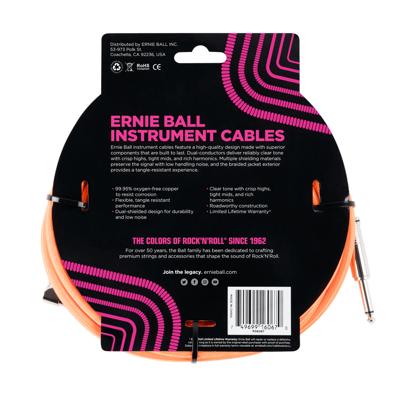 Ernie Ball 6067 Braided Instrument Cable, 7.5 meter, Neon Orange Ernie Ball 6067 Braided Instrument Cable, 7.5 meter, Neon Orange