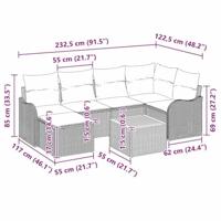 Tuinbankenset met kussen 7 pcs Zwart poly rattan - thumbnail