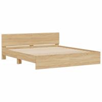 Bedframe met hoofdeinde en LED sonoma eikenkleurig 180x200 cm - thumbnail