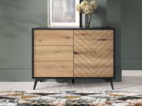 Commode ADAMAS 1 deur 3 lades zwart/evoke eik - thumbnail