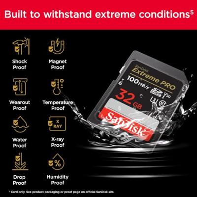 SanDisk Extreme PRO SDHC-kaart 32 GB Class 10 UHS-I Schokbestendig, Waterdicht