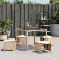 Tuinkrukken 4 st met kussens 41x41x36 cm poly rattan beige - thumbnail
