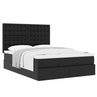 Ottoman bed met matras 140x190cm kunstleer zwart - thumbnail
