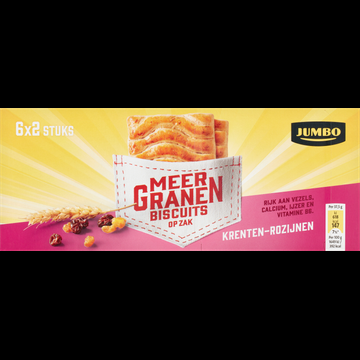 Jumbo Meergranenbiscuits KrentenRozijnen 6 x 2 Stuks