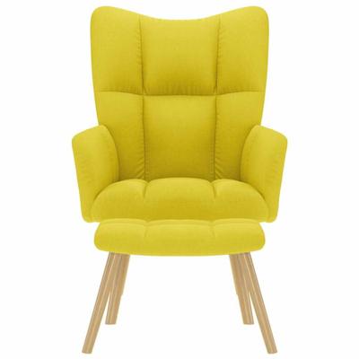 Relaxstoel met voetenbank stof lichtgeel