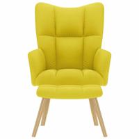 Relaxstoel met voetenbank stof lichtgeel - thumbnail