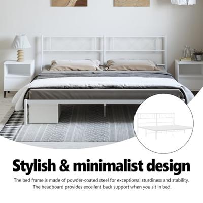 Bedframe met hoofdbord metaal wit 183x213 cm Bedframe met hoofdbord metaal wit 183x213 cm