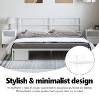 Bedframe met hoofdbord metaal wit 183x213 cm - thumbnail