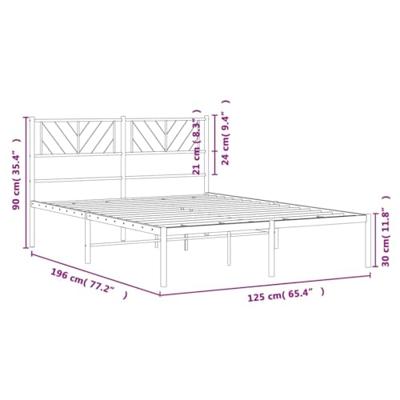 Bedframe met hoofdbord metaal wit 120x190 cm